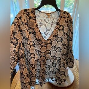 Black and cream textured blouse